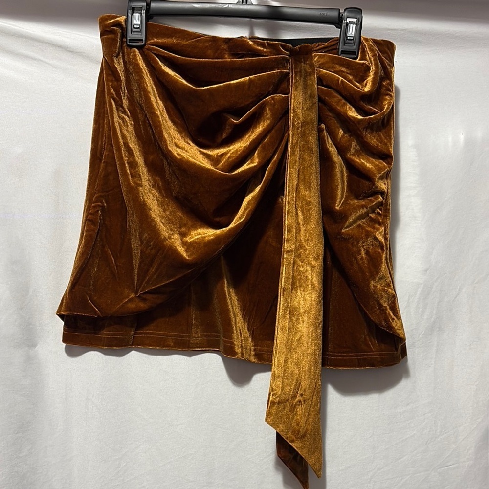 Brown and Gold Ruched Bubble Mini Skirt